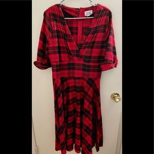 1X Unique Vintage Red & Black Plaid Delores Swing Dress